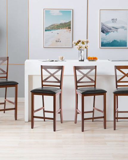 Giantex Modern 25” Counter Height Dining Pub Stools with X-Shaped Backrest, Soft Cushion & Durable PU Seat