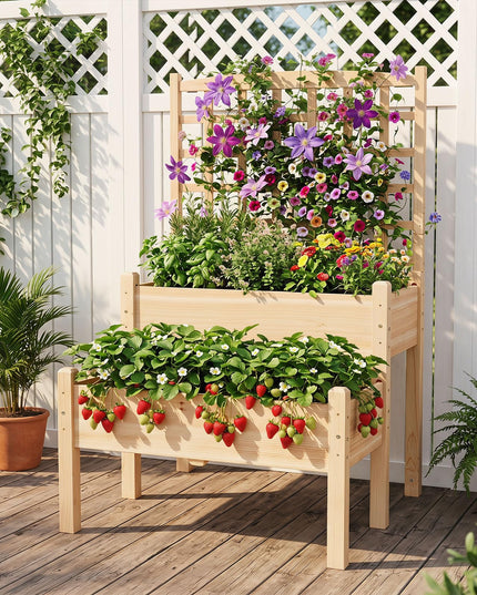 Giantex Raised Garden Bed with Trellis for Patio Backyard Balcony