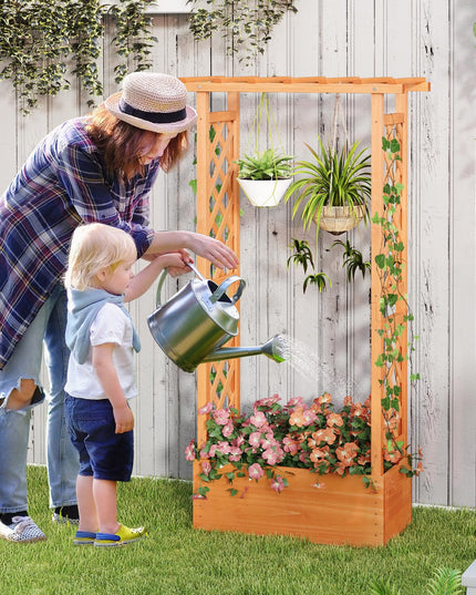 31" x 12.5" x 60" Raised Garden Bed with 2-Sided Trellis & Hanging Roof