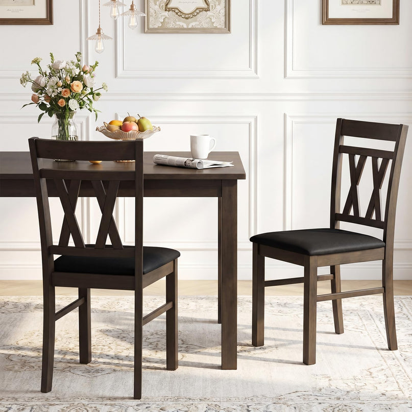 Giantex Linen Style Upholstered Kitchen Chairs with Dual X-Shaped Back (2/4)