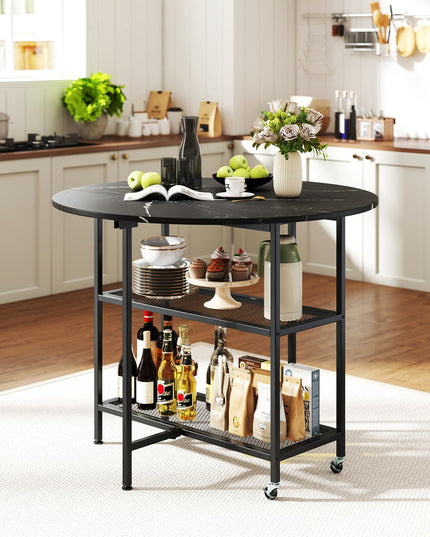 Giantex Folding Dining Table with Lockable Wheels