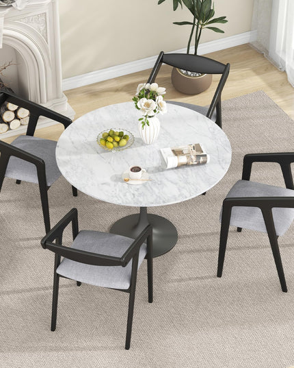 Giantex Wooden Dining Chairs Set, Linen Fabric Upholstered Kitchen Chairs w/Armrests & Padded Cushion