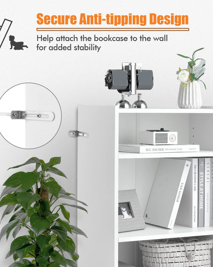 Giantex 3-Cube Bookcase White - 3-Tier Modern White Open Bookshelf with Adjustable Shelves
