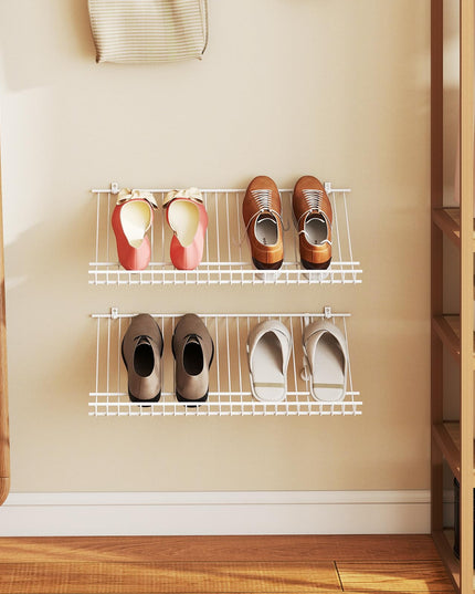 Giantex Wall Mounted Shoe Rack Set of 2 24" Metal Wire Storage Shelf