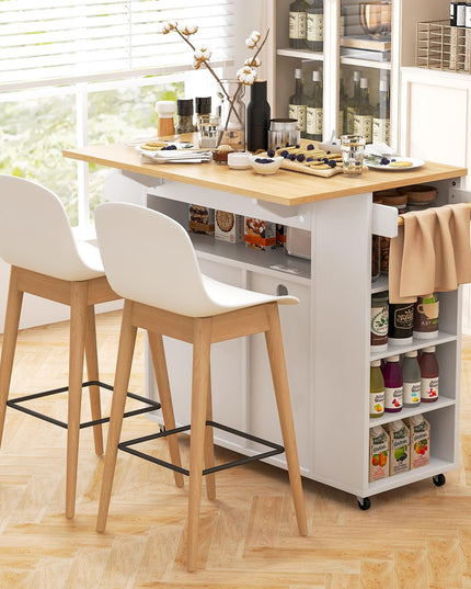 Giantex Rolling Kitchen Island Cart w/Drop Leaf