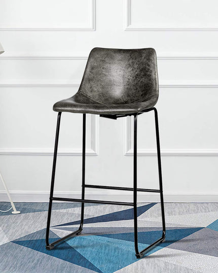 Vintage Faux Suede Bar Stools, with Metal Legs, Back and Footrest