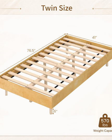 GIANTEX Wood Floating Bed Frame Twin/Full/Queen Size with Smart LED Light