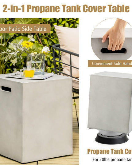 Giantex Propane Tank Cover Table - Hideaway Table, Outdoor 20 lbs Propane Tank Holder with Handles on Both Sides
