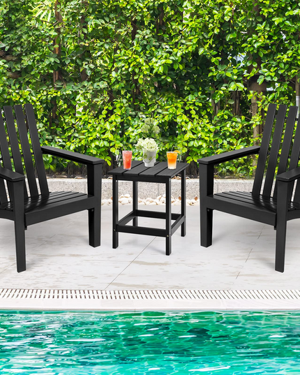 Giantex Wood Adirondack Chair & Side Table Set, Patio Bistro Set with Slatted Design