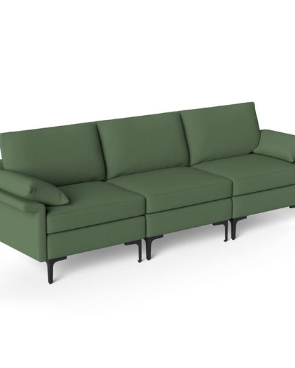 Giantex 3-Seat Sectional Sofa Couch, 100.5" L Convertible Sleeper with USB Port & Outlet