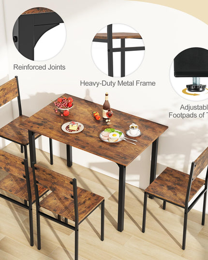Giantex Dining Table Set for 4, 5-Piece Kitchen Table Set with Dinner Table, Dining Chairs