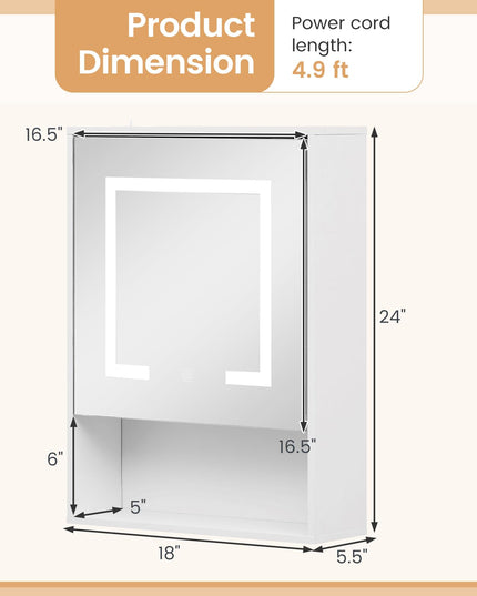 Giantex 24"x18" Medicine Cabinet with Mirror and Lights