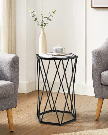 Giantex End Table w/Glass Top, Metal Frame, Small Coffee Accent Table for Small Space( 16" x 13.5" x 24")