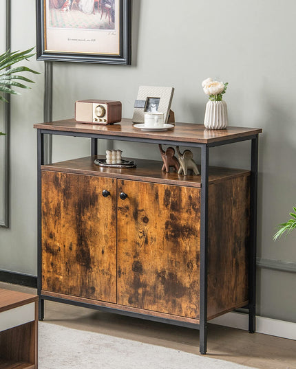 Giantex Buffet Cabinet with Shelf - 2 Door Sideboard Kitchen Storage Cupboard with Shelves (Rustic Brown)
