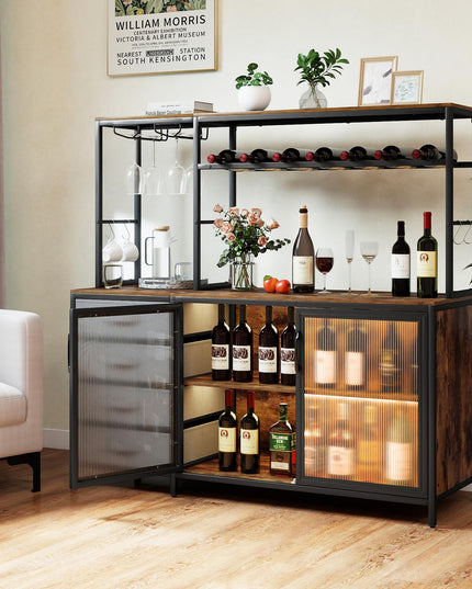 Giantex Tall Wine Bar Cabinet with LED Lights