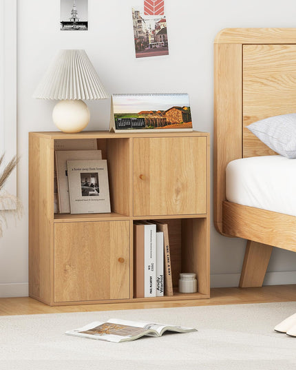 Giantex 4 Cube Bookcase, 2-Tier Freestanding Book Shelf with Open Compartments