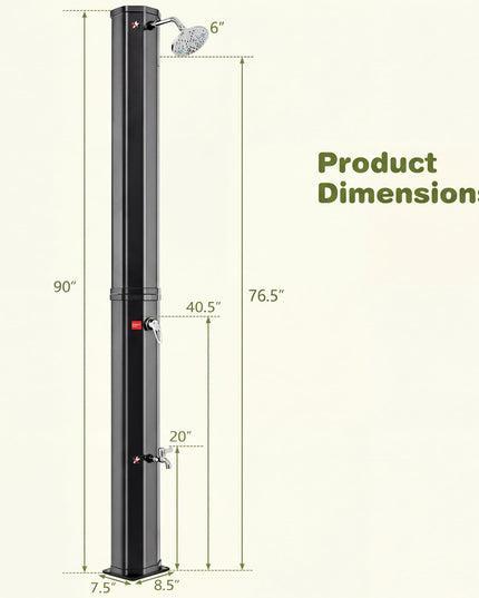 Giantex 7.5 FT 15.9 Gallon Solar Heated Outdoor Shower