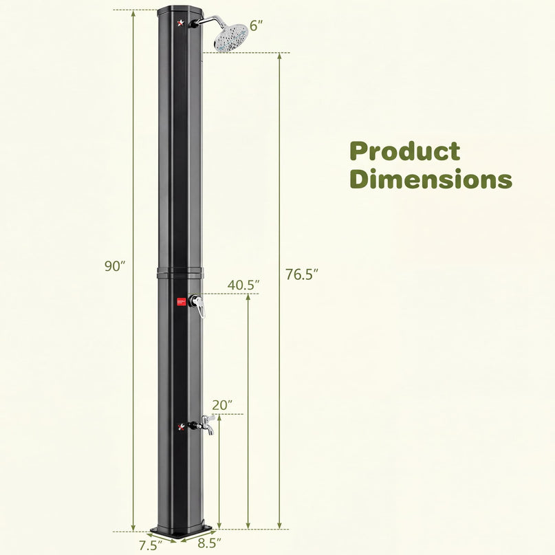 Giantex 7.5 FT 15.9 Gallon Solar Heated Outdoor Shower