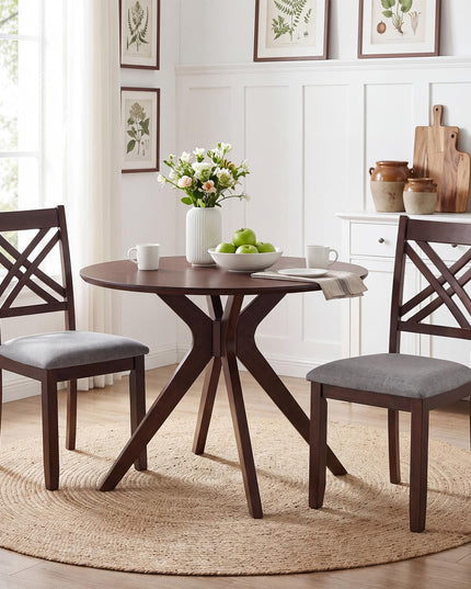 GIANTEX Farmhouse X-Back Upholstered Wood Dining Chairs Set of 2/4