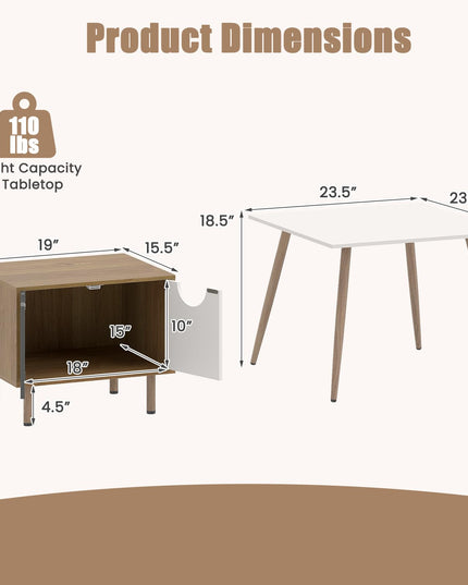 GIANTEX Nesting Coffee Table Set of 2 | Small Coffee Table & Sofa Side Tables with Metal Legs