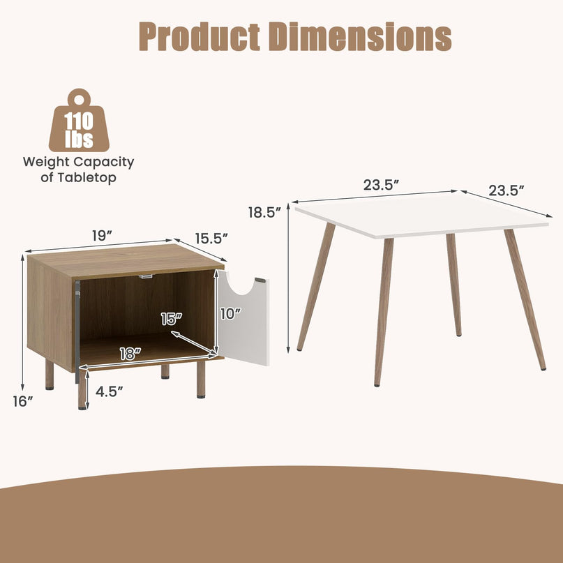 GIANTEX Nesting Coffee Table Set of 2 | Small Coffee Table & Sofa Side Tables with Metal Legs