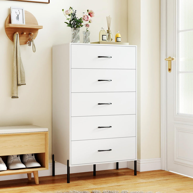 Meuble de Rangement Giantex à 5 Tiroirs Profonds, avec Kits Anti-Basculement, pour Salon et Couloir