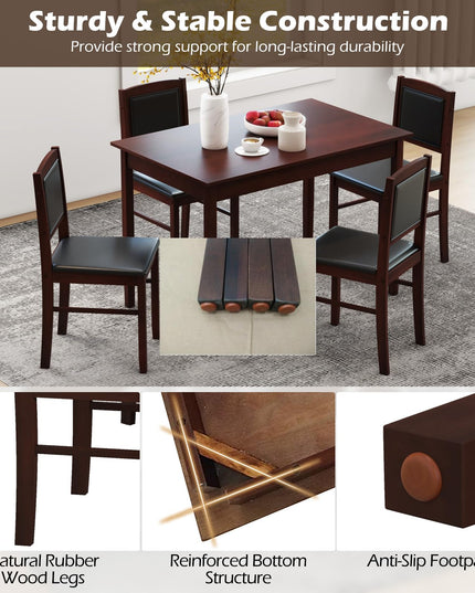 Giantex 5-Piece Dining Table Set for 4 - Breakfast Nook Table Set with Kitchen Table