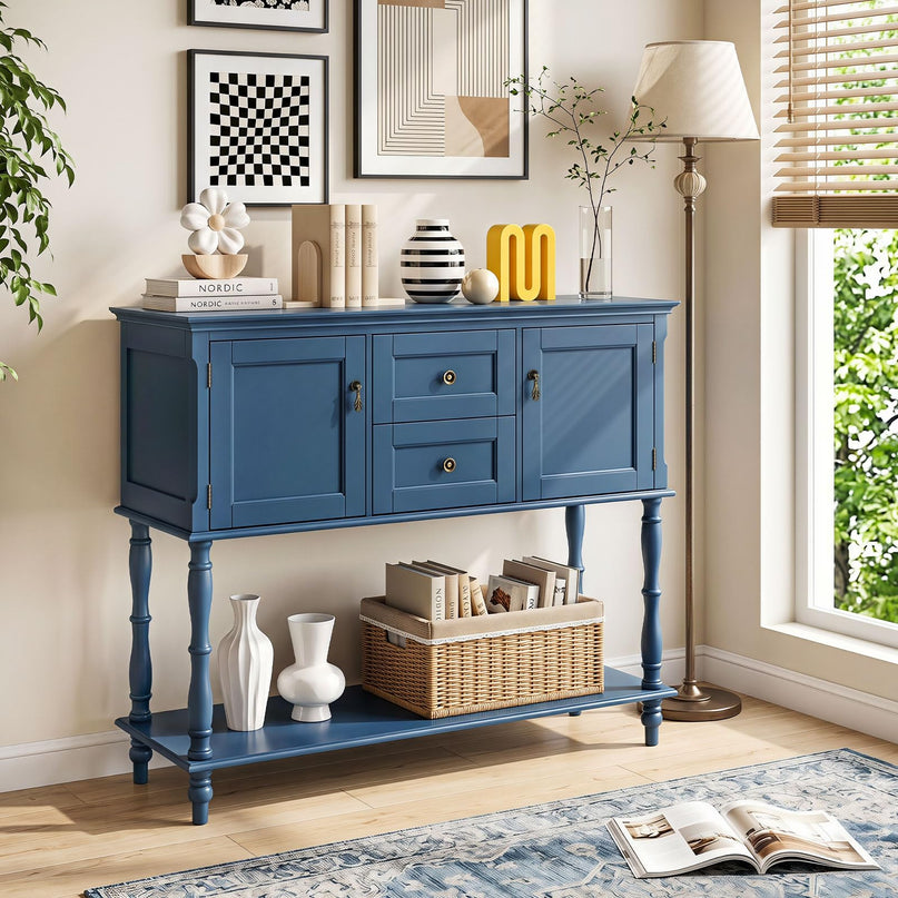 GIANTEX Narrow Console Table with 2 Drawers & 2 Door Cabinets