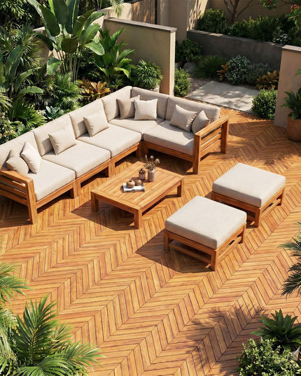 Giantex 30 PCS Acacia Wood Deck Tiles with Drainage Base