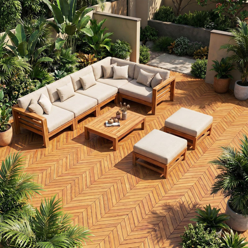 Giantex 30 PCS Acacia Wood Deck Tiles with Drainage Base
