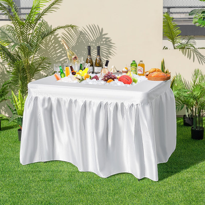Giantex 48" x 32" HDPE Foldable Ice Bin Table with Drain & Bucket Removable Skirt