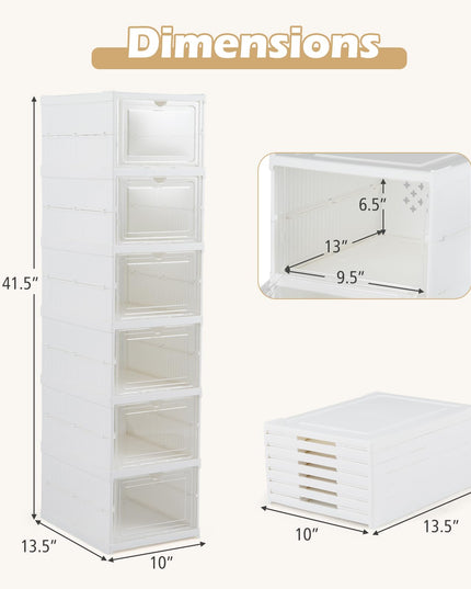 Giantex 6-Tier Folding Shoe Rack Organizer w/Clear Doors