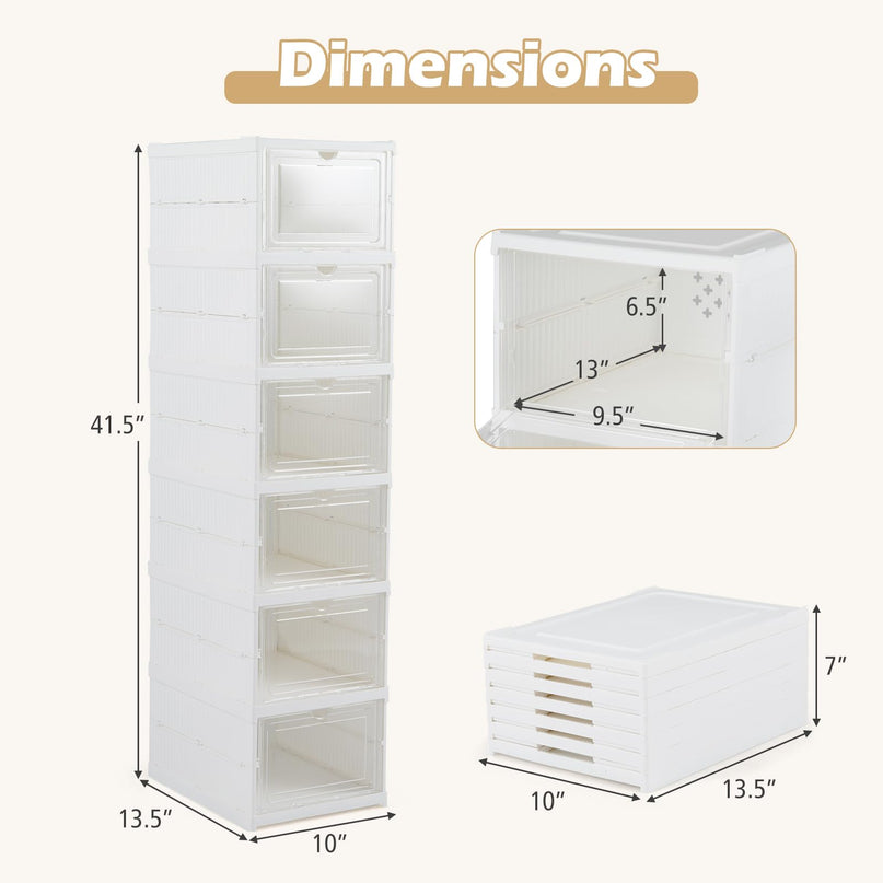 Giantex 6-Tier Folding Shoe Rack Organizer w/Clear Doors
