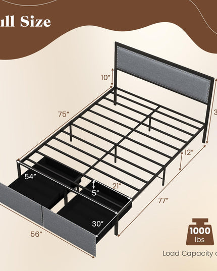 Giantex Bed Frame with LED Lights and 2 Storage Drawers