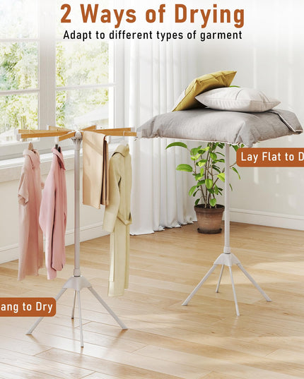 Giantex Foldable Laundry Drying Rack with 8 Bamboo Hanging Rods & 40 Hanger Slots