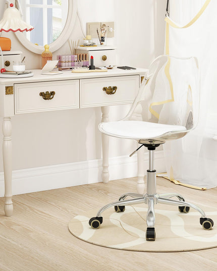Giantex Acrylic Clear Desk Chair with PU Leather Cushion