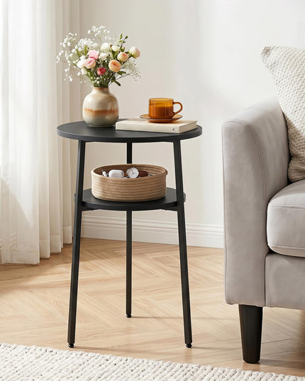 Giantex 2-Tier Round Side Table w/Metal Frame (1/2)