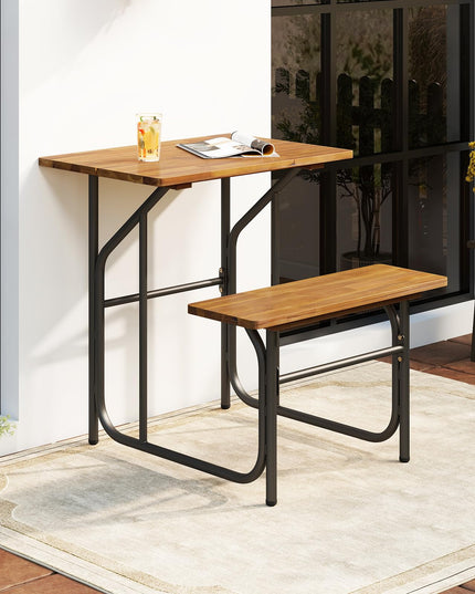 Giantex Single Picnic Table Bench Set with Rectangular Tabletop