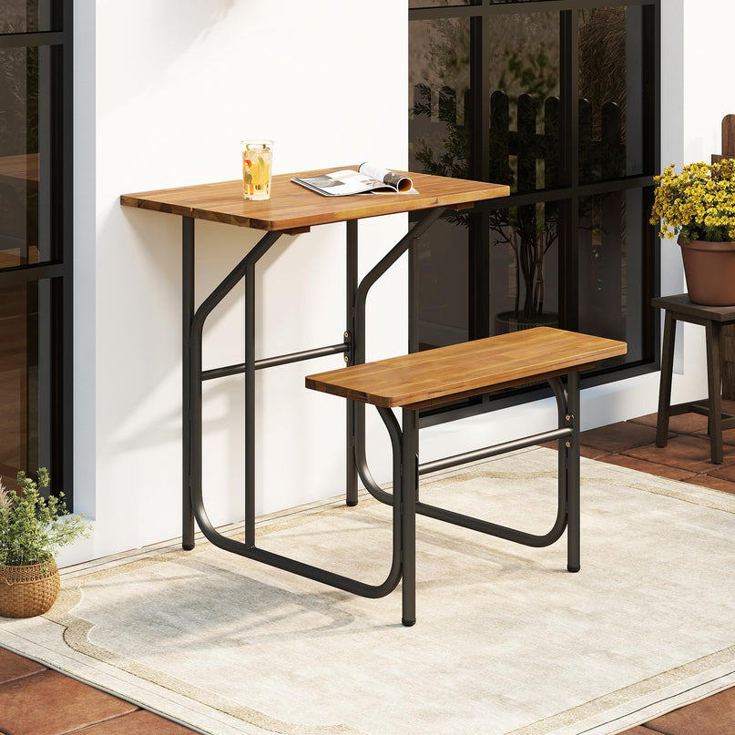 Giantex Single Picnic Table Bench Set with Rectangular Tabletop