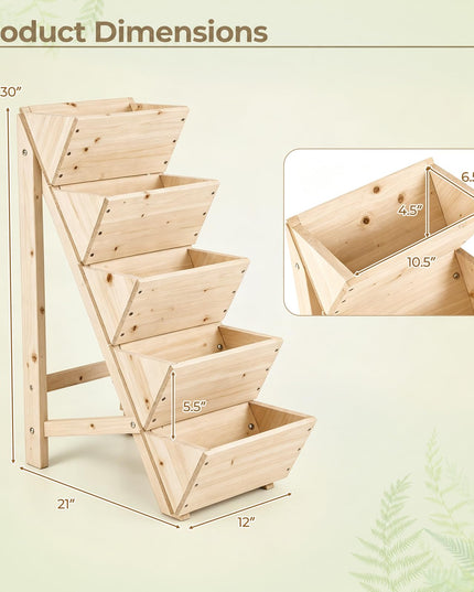 Giantex 5-Tier Wooden Freestanding Vertical Raised Garden Bed (1/2)