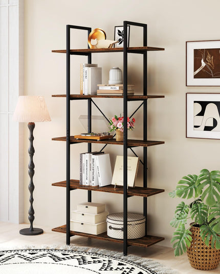 Giantex 5 Tier Industrial Bookshelf for Living Room Bedroom Study