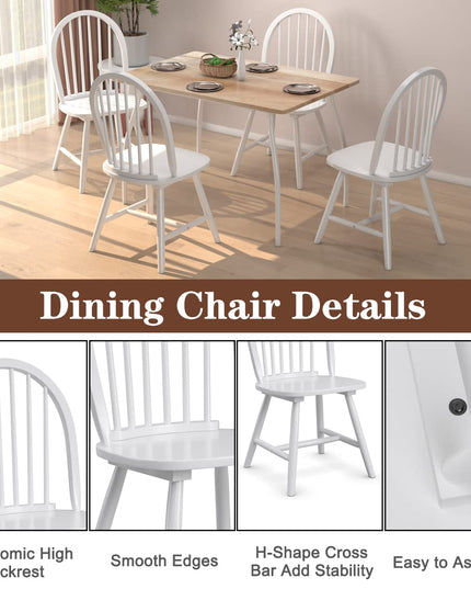Giantex Wood Dining Chairs, French Country Armless Spindle Back Dining Chairs