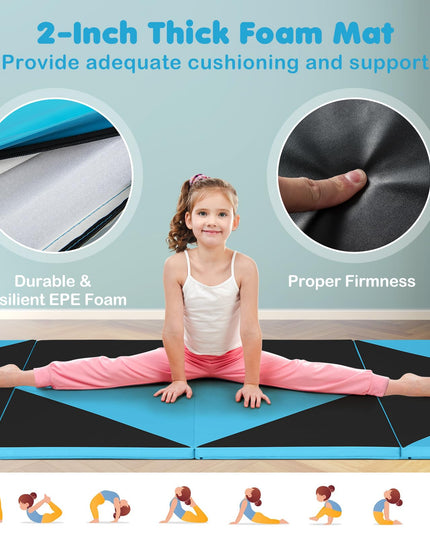 Giantex 4'x10' Gymnastics Mat, 2" Thick Folding Tumbling Mat with Carrying Handles