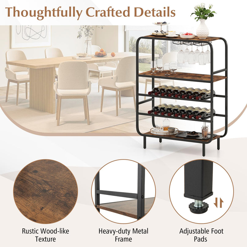 Giantex Industrial Wine Rack Freestanding Floor for Kitchen