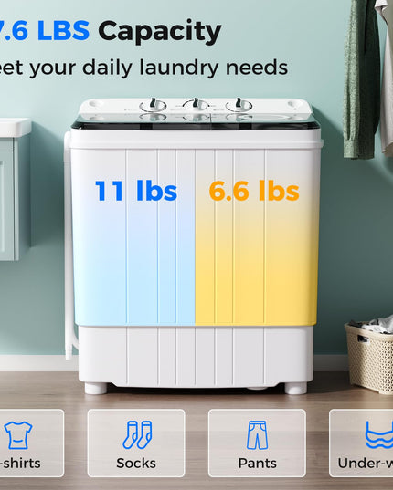 Giantex Portable Washing Machine, 17.6lbs Compact Washer Spinner Combo with Pump Drain