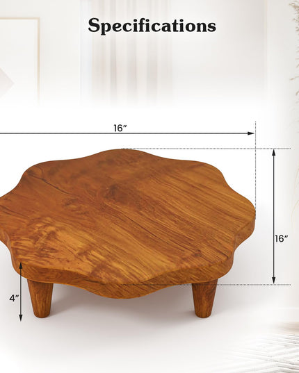 Giantex Teak Wood Riser Board, 16 Inches Flower-shaped Countertop Organizer