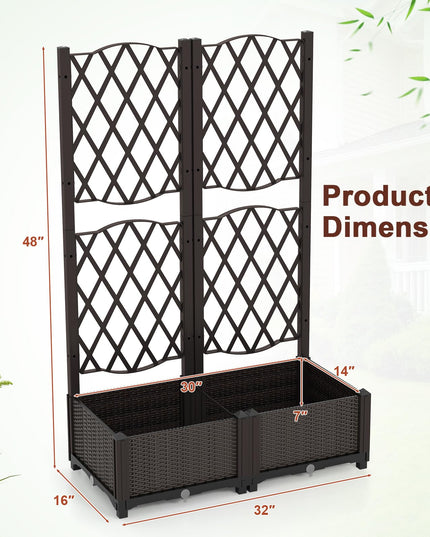 Giantex 2 Pack Raised Garden Beds with Trellis (32”Lx16”Wx48”H)