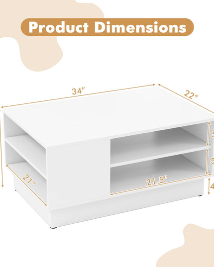Giantex Coffee Table with Storage, Rectangle Accent Sofa Table with Shelf & Elevated Base