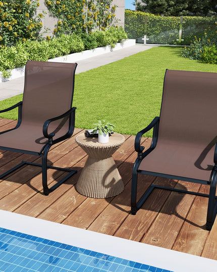Giantex Patio Dining Chairs Set of 2/4, High Back Outdoor Patio Chairs with Metal C Spring Frame
