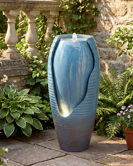 Giantex 32" Outdoor Jar Water Fountain with LED Lights & Adjustable Pump